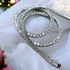 Swarovski Taşlı 5 mm Altın kaplamalı Suyolu Gümüş Kolye