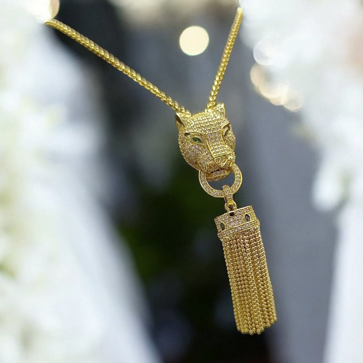 Bulgary Model Aslan Başlı Altın kaplama Gümüş Kolye