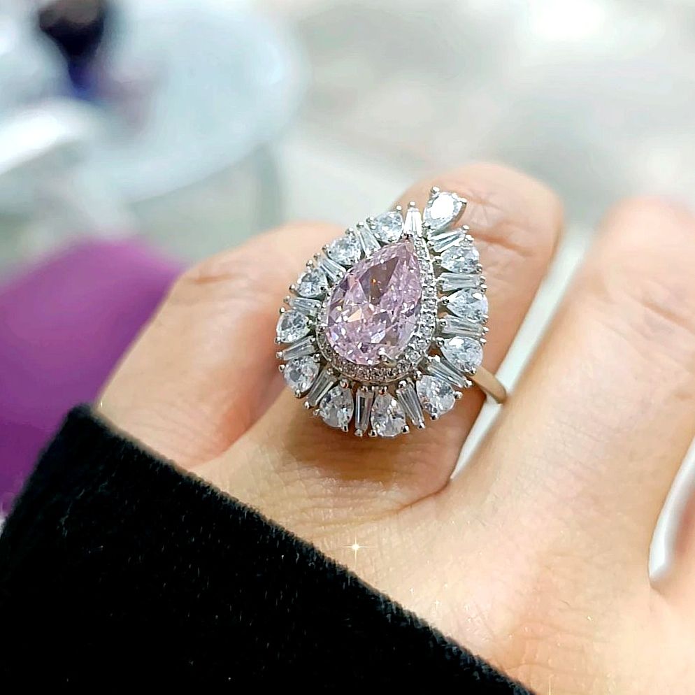 Swarovski Taşlı, Altın Kaplamalı Gümüş Yüzük