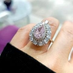 Swarovski Taşlı, Altın Kaplamalı Gümüş Yüzük