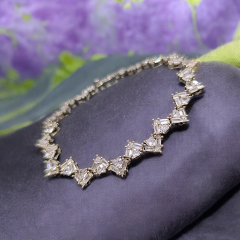 Mozanit Taşlı Bagety Altın Rodajlı Gümüş Bileklik