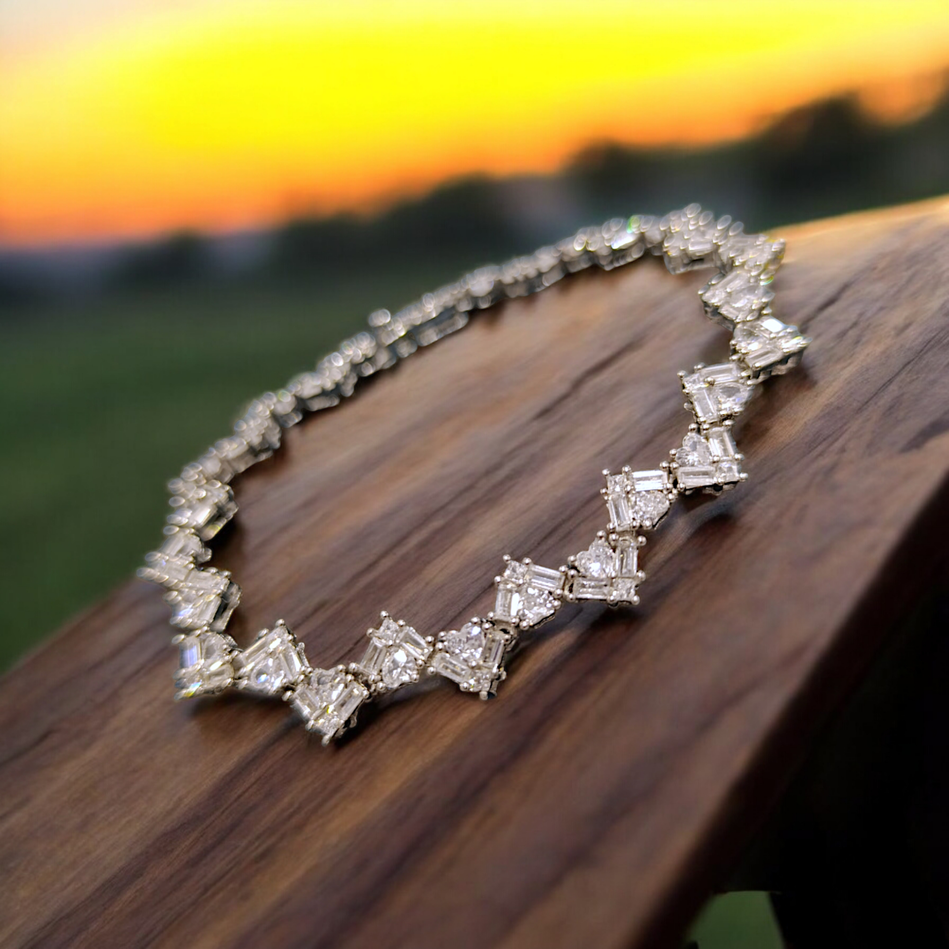 Mozanit Taşlı Bagety Altın Rodajlı Gümüş Bileklik