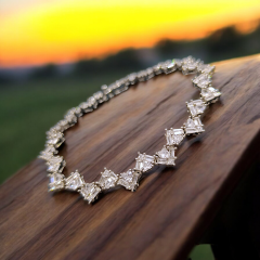 Mozanit Taşlı Bagety Altın Rodajlı Gümüş Bileklik