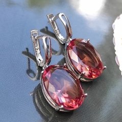 Zultanite Taşlı Renk Değiştiren  İthal Gümüş Küpe