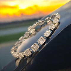 Swarovski Taşlı Baget Kesim Altın Rodajlı Gümüş Bileklik