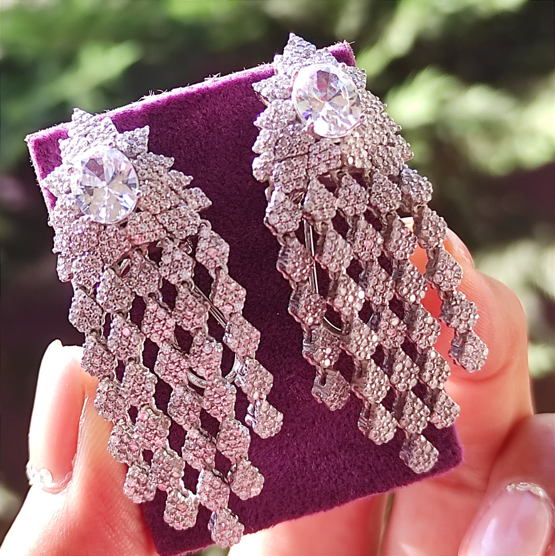 Swarovski  Taşlı İthal Altın Kaplamalı Gümüş Küpe