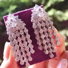 Swarovski  Taşlı İthal Altın Kaplamalı Gümüş Küpe