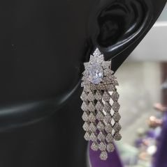 Swarovski  Taşlı İthal Altın Kaplamalı Gümüş Küpe