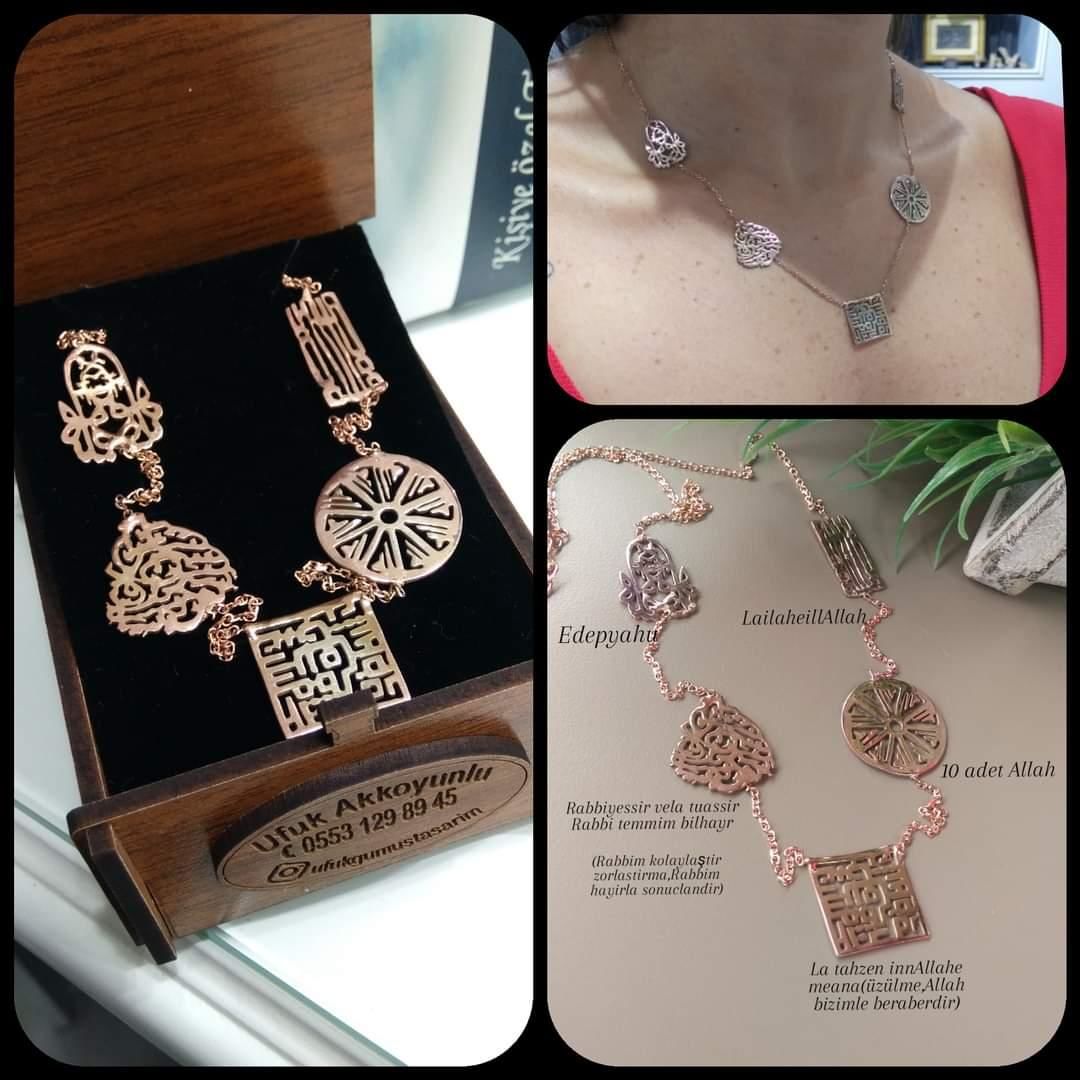 925 Ayar Gümüş 5 li Altın Rodajlı Dualı Kolye