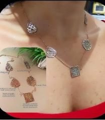 925 Ayar Gümüş 5 li Altın Rodajlı Dualı Kolye