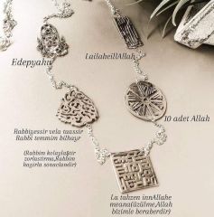 925 Ayar Gümüş 5 li Altın Rodajlı Dualı Kolye