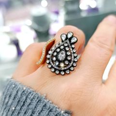 Elmas Montur, Altın Kaplamalı Damla Gümüş Yüzük