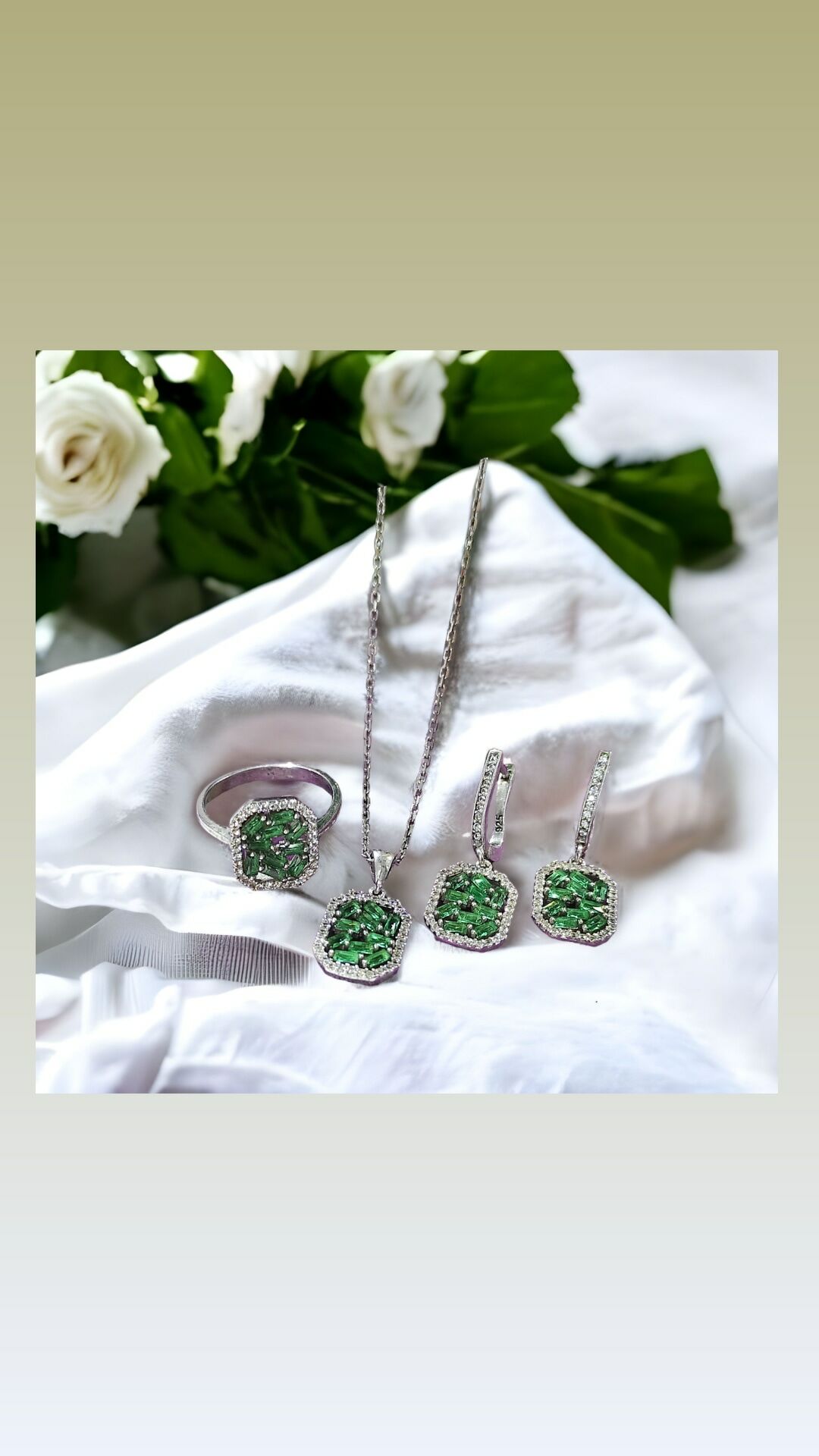 Zirkon Taşlı, Gümüş İthal Set