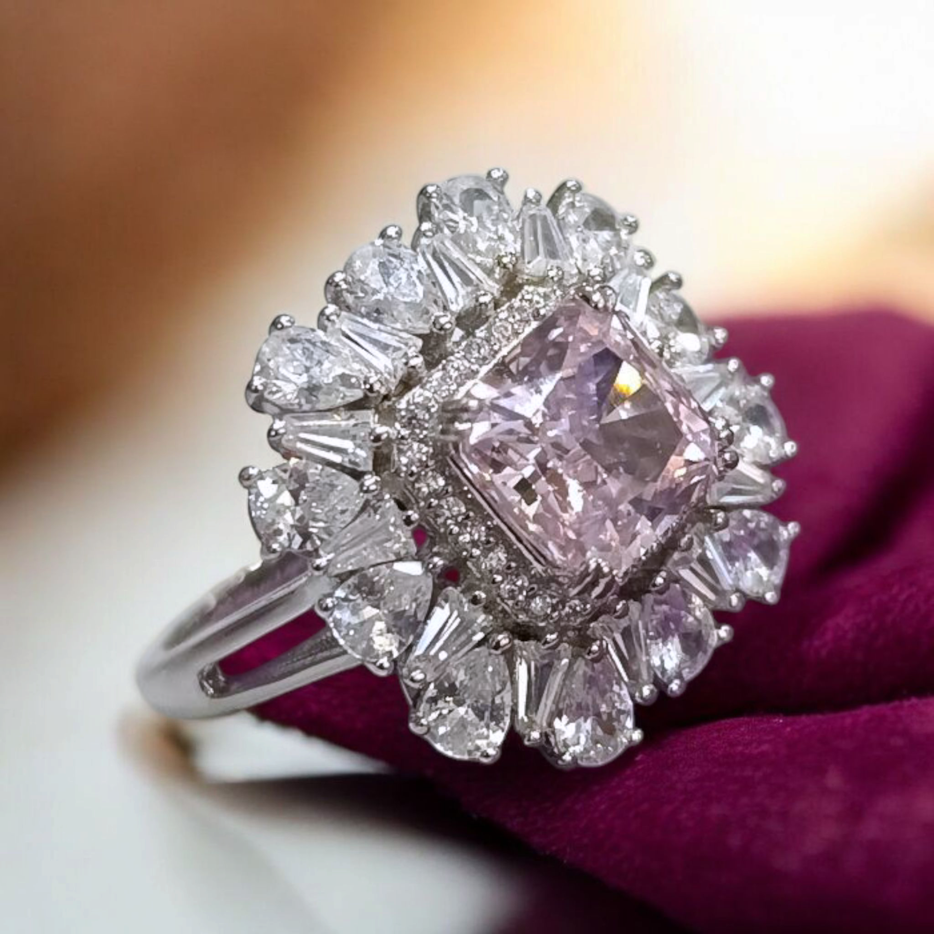 Mazonit Taşlı,İthal Altın Rodajlı Gümüş Yüzük