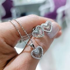 Kalp model,İthal Altın kaplamalı Gümüş set