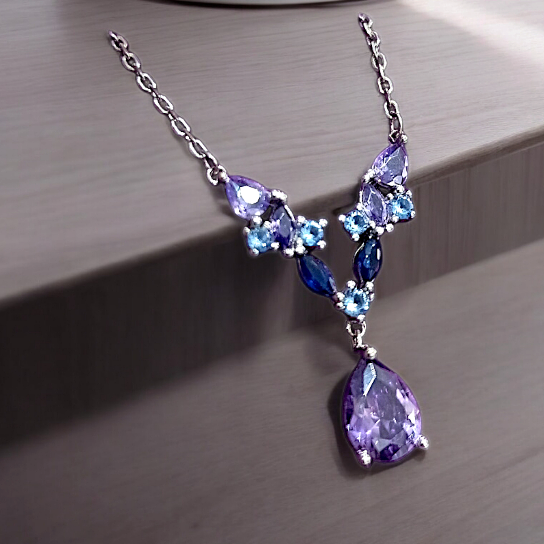 Ametist Taşlı, Altın kaplamalı Gümüş Kolye