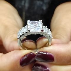 Swarovski Bagety Taşlı Gümüş İthal Yüzük