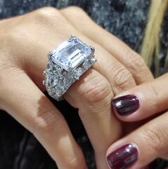 Swarovski Taşlı, Altın Rodajlı İthal Gümüş Yüzük