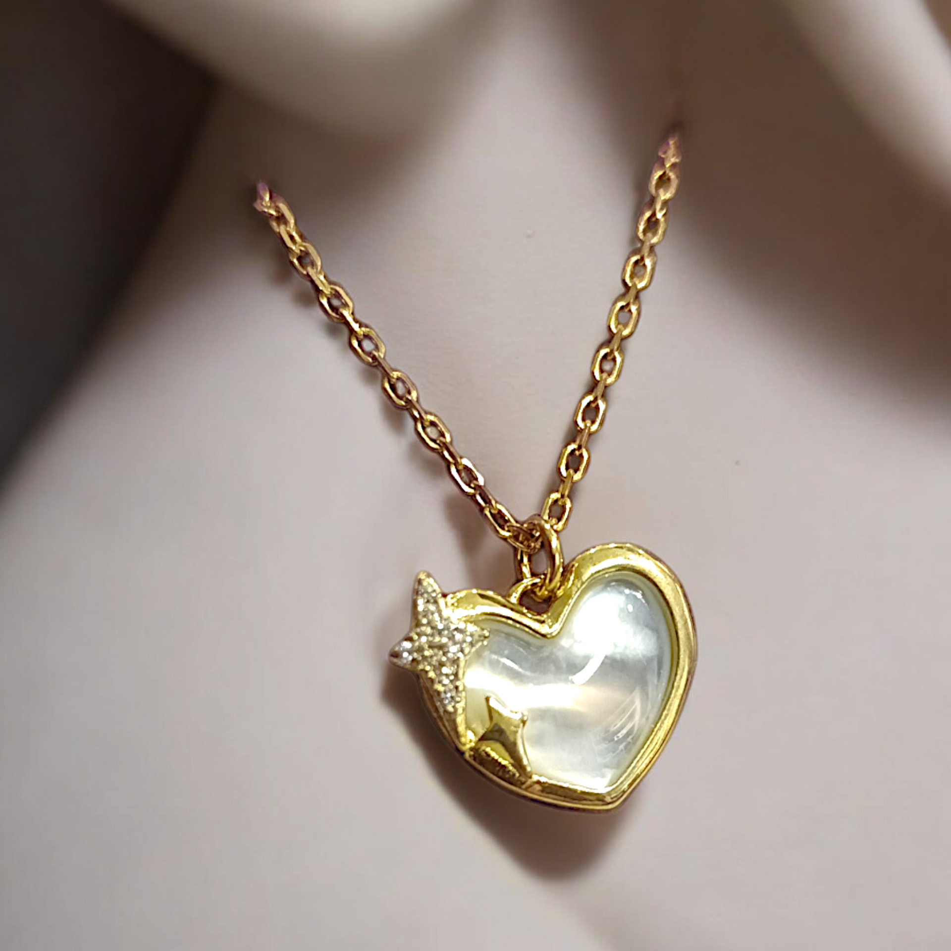 Van clife Kalp model Altın kaplamalı Gümüş Kolye