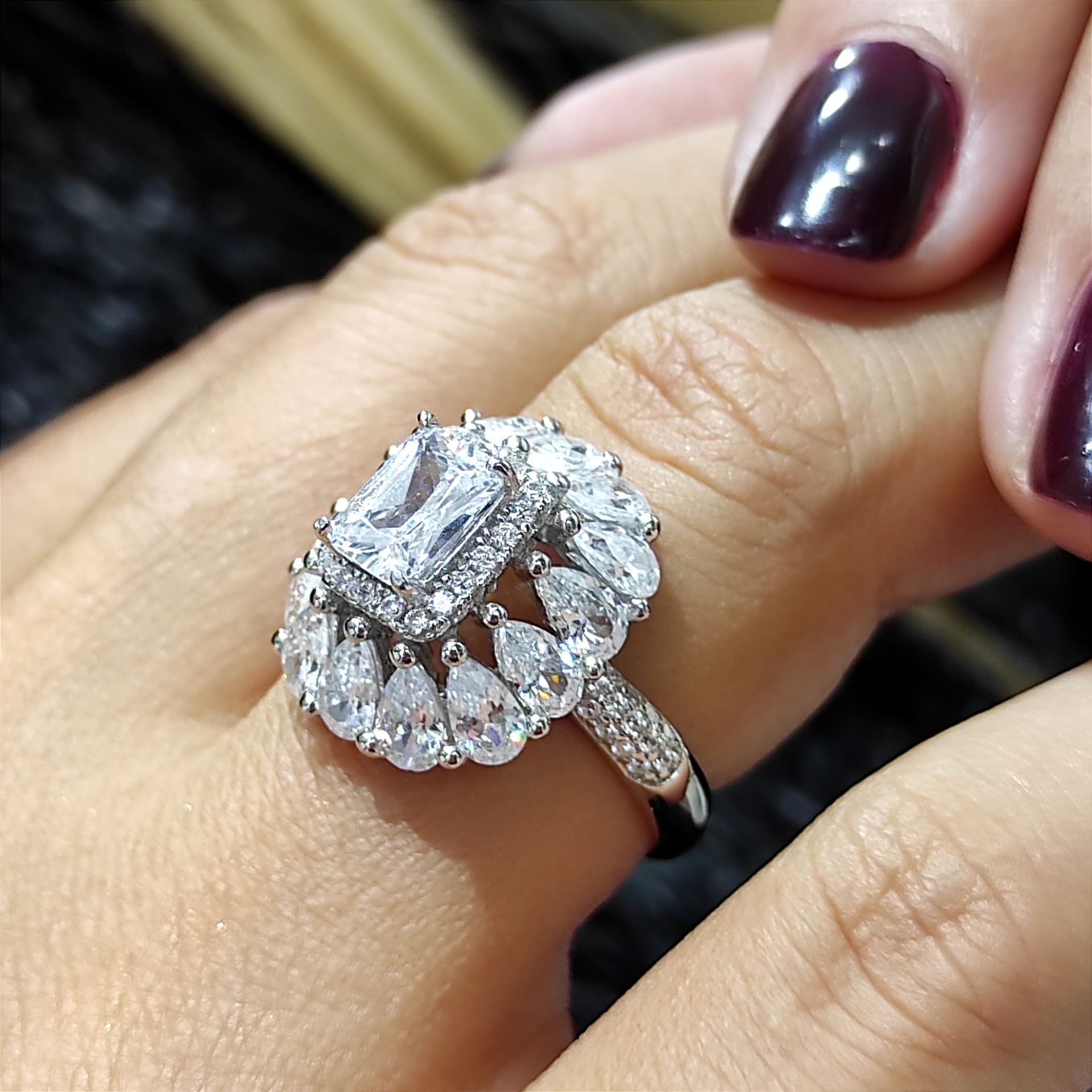 Swarovski Taşlı Altın Kaplamalı Gümüş Yüzük