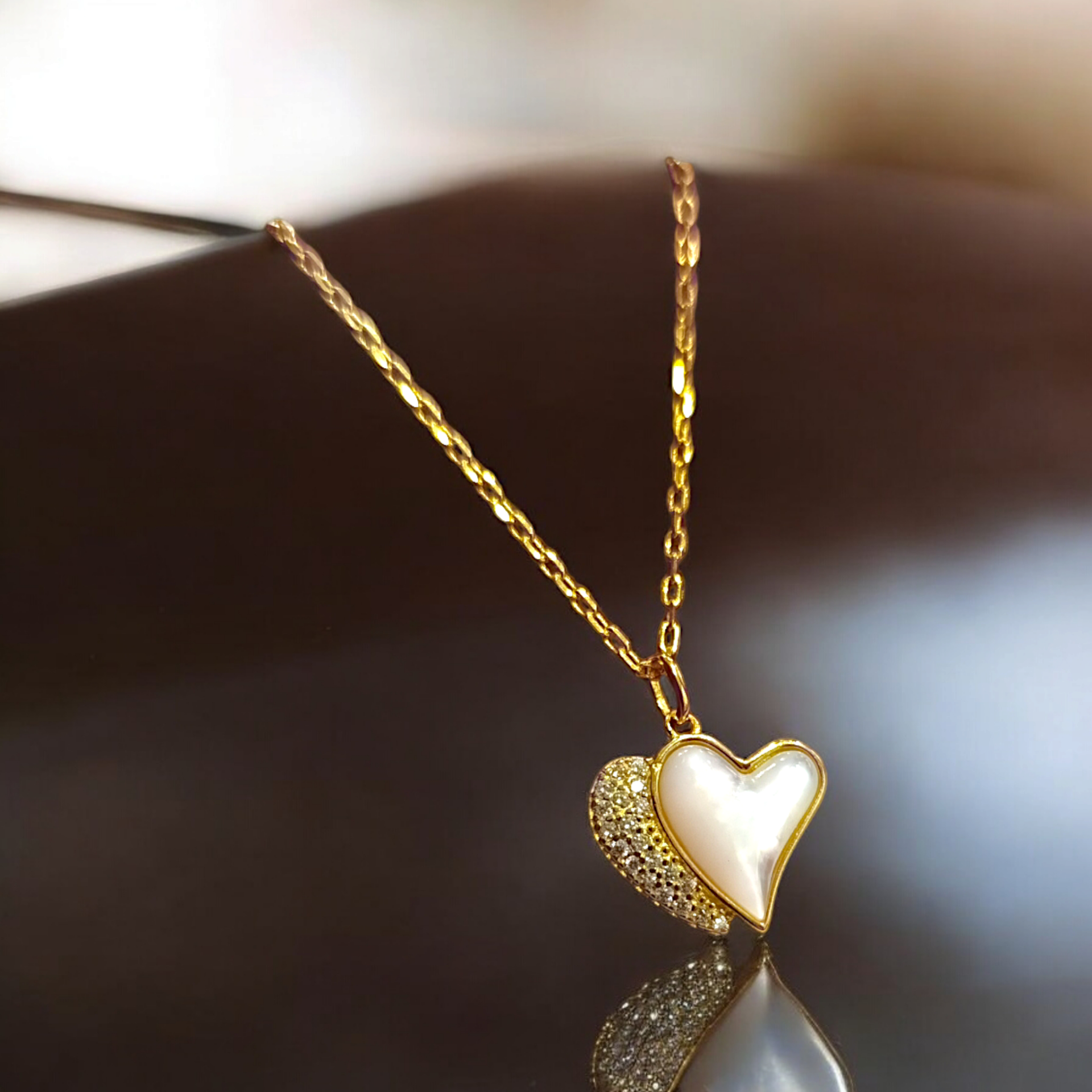 Kalp Model sedef Taşlı van clife Gümüş Kolye