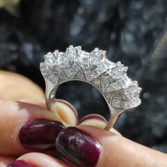 Swarovski Taşlı İthal, Altın Kaplamalı Gümüş Yüzük Set