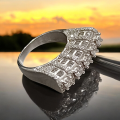 Swarovski Taşlı, Altın Kaplamalı Gümüş Tasarım Yüzük