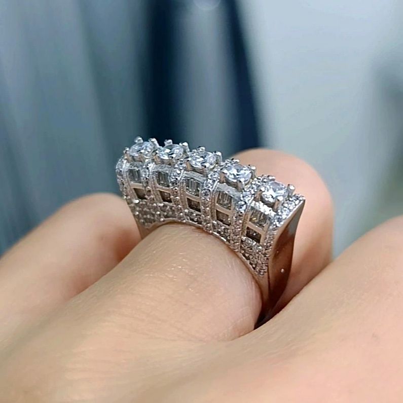 Swarovski Taşlı, Altın Kaplamalı Gümüş Tasarım Yüzük