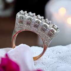 Swarovski Taşlı, Altın Kaplamalı Gümüş Tasarım Yüzük