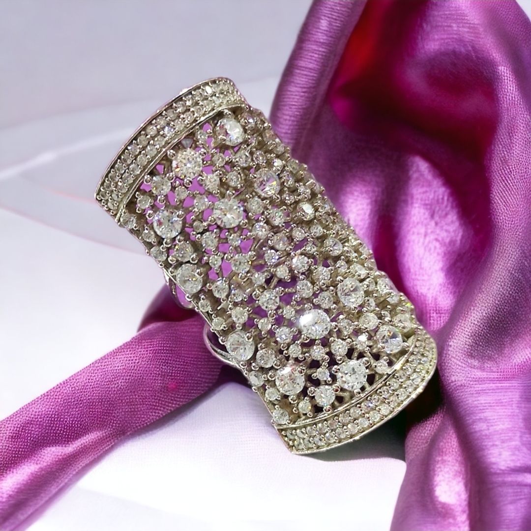 Swarovski Taşlı, Altın kaplamalı Gümüş İthal Yüzük