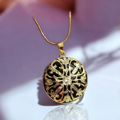 Oltu Taşlı, Altın Kaplamalı Gümüş Kolye