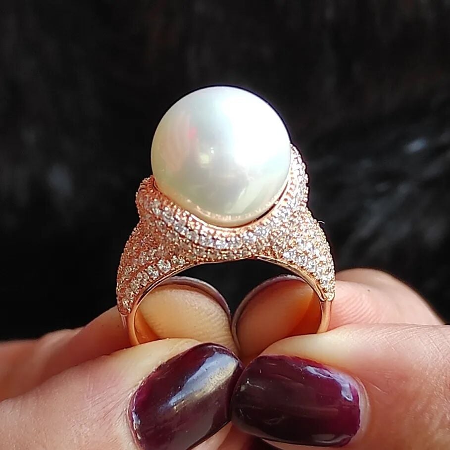 Hakiki İnci,Rose İthal Gümüş Yüzük
