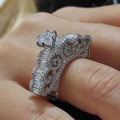 Swarovski Taşlı İthal Altın Rodajlı Gümüş Yüzük