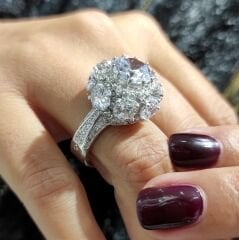 Swarovski Taşlı, Altın Rodajlı Gümüş İthal Yüzük