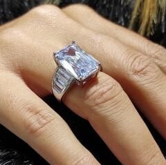 Swarovski bagety Taşlı Altın Rodajlı Gümüş Yüzük