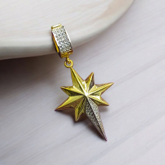 Charm Kutup Yıldızı Altın Kaplama Gümüş Uç