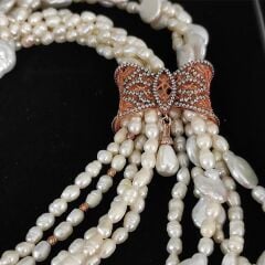 Hakiki İnci,Rose Altın Kaplamalı Gümüş Kolye