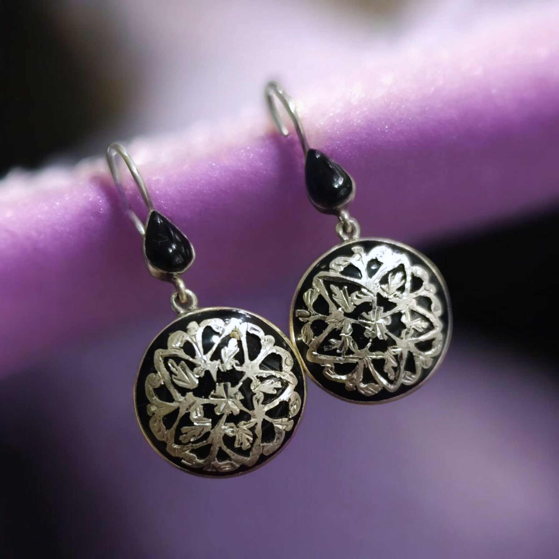 Oltu Taşlı, Elişi Tasarım Gümüş Küpe