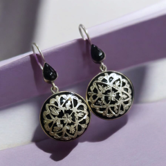 Oltu Taşlı, Elişi Tasarım Gümüş Küpe