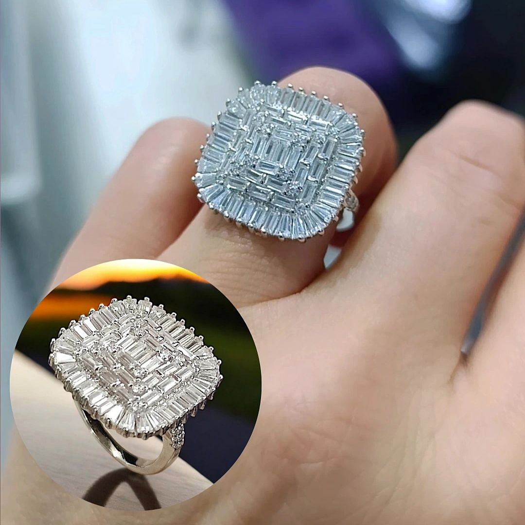 Bagety Taşlı Altın Kaplamalı Gümüş ithal Yüzük