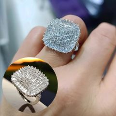 Bagety Taşlı Altın Kaplamalı Gümüş ithal Yüzük