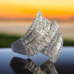 Bagety Taşlı Altın kaplamalı İthal Gümüş Yüzük