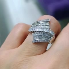 Bagety Taşlı Altın kaplamalı İthal Gümüş Yüzük