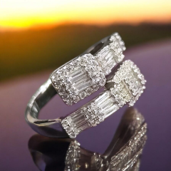 Bagety Taşlı, Ayarlamalı Altın Rodajlı Gümüş Yüzük