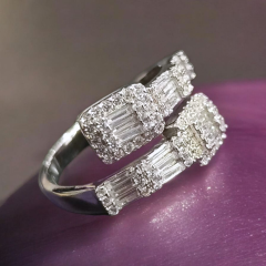 Bagety Taşlı, Ayarlamalı Altın Rodajlı Gümüş Yüzük