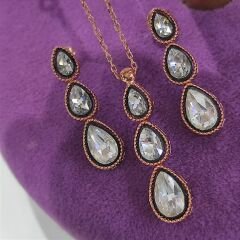 Elmas Monturlu, Altın Kaplamalı Rose Gümüş Set