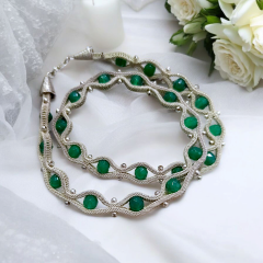 Akik Taşlı,1000 ayar Gümüş Kazaz İşçiliği Tek Tasarım Kolye