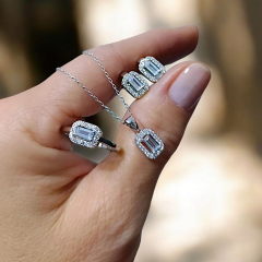 Bagety Taşlı Altın Rodajlı Zarif Gümüş set