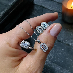 Bagety Taşlı Altın Rodajlı Zarif Gümüş set