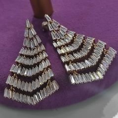 Zirkon Taşlı, Altın Rose Kaplamalı İthal Gümüş Küpe